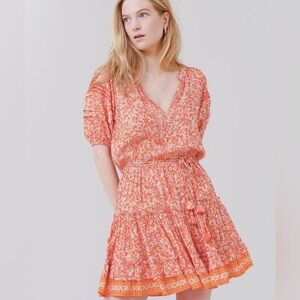Poupette St. Barth Bona Lemon Print Mini Dress Orange Size Medium